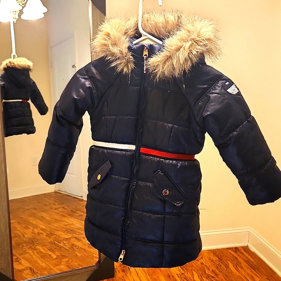 Tommy Hilfiger Kids Navy Fleece Lined Puffer Jacket Size 4 - Picture 1 of 3